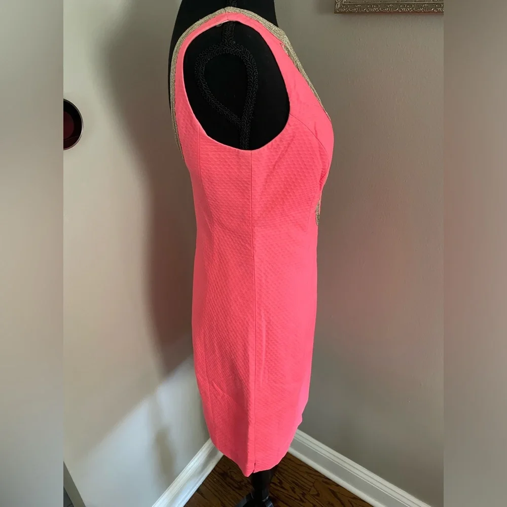 Lilly Pulitzer shift dress Janine neon pink gold details - Picture 11 of 12